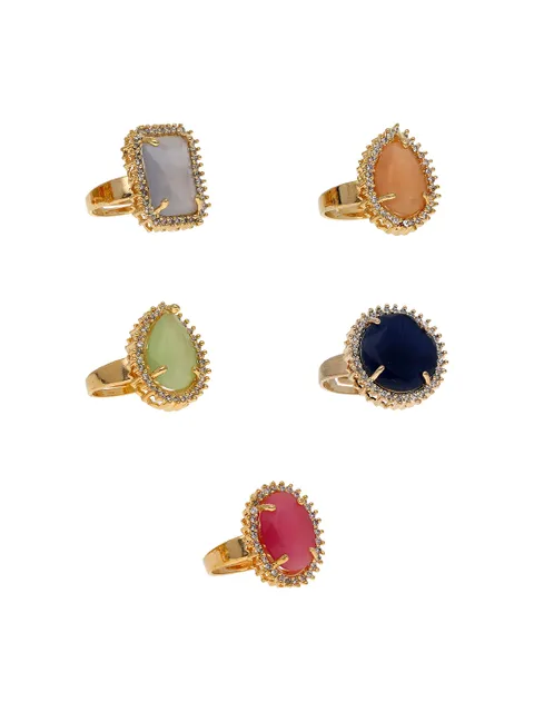 AD / CZ Finger Ring in Assorted color and Gold finish - PPP604GO