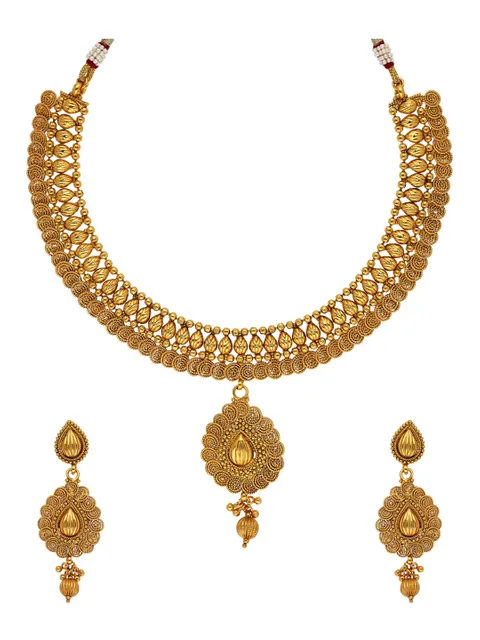 Antique Necklace Set in Gold finish - AMN146