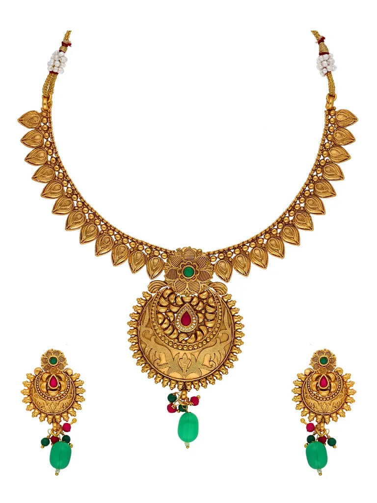 Antique Necklace Set in Rajwadi finish - AMN154