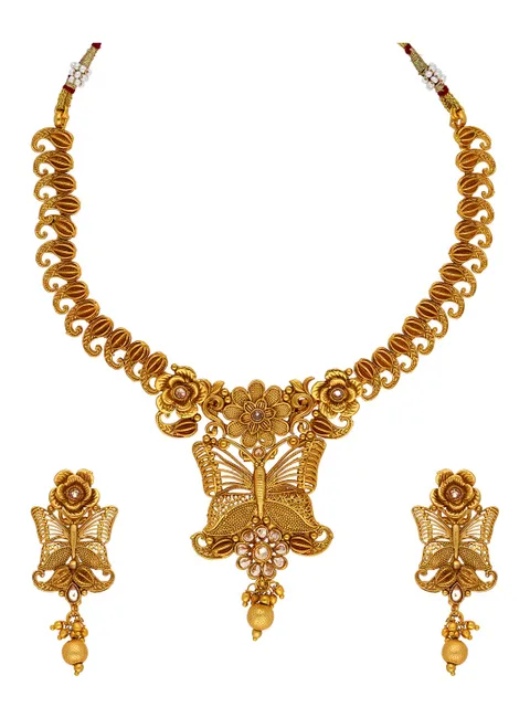 Antique Necklace Set in Rajwadi finish - AMN163