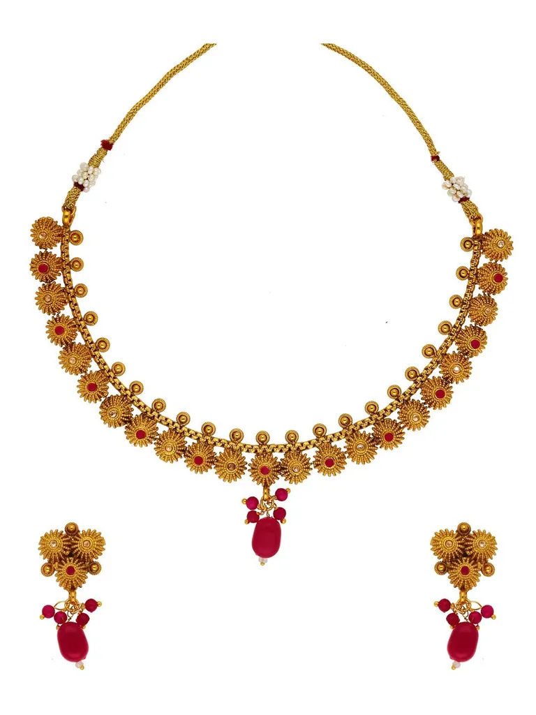 Antique Necklace Set in Gold finish - AMN174