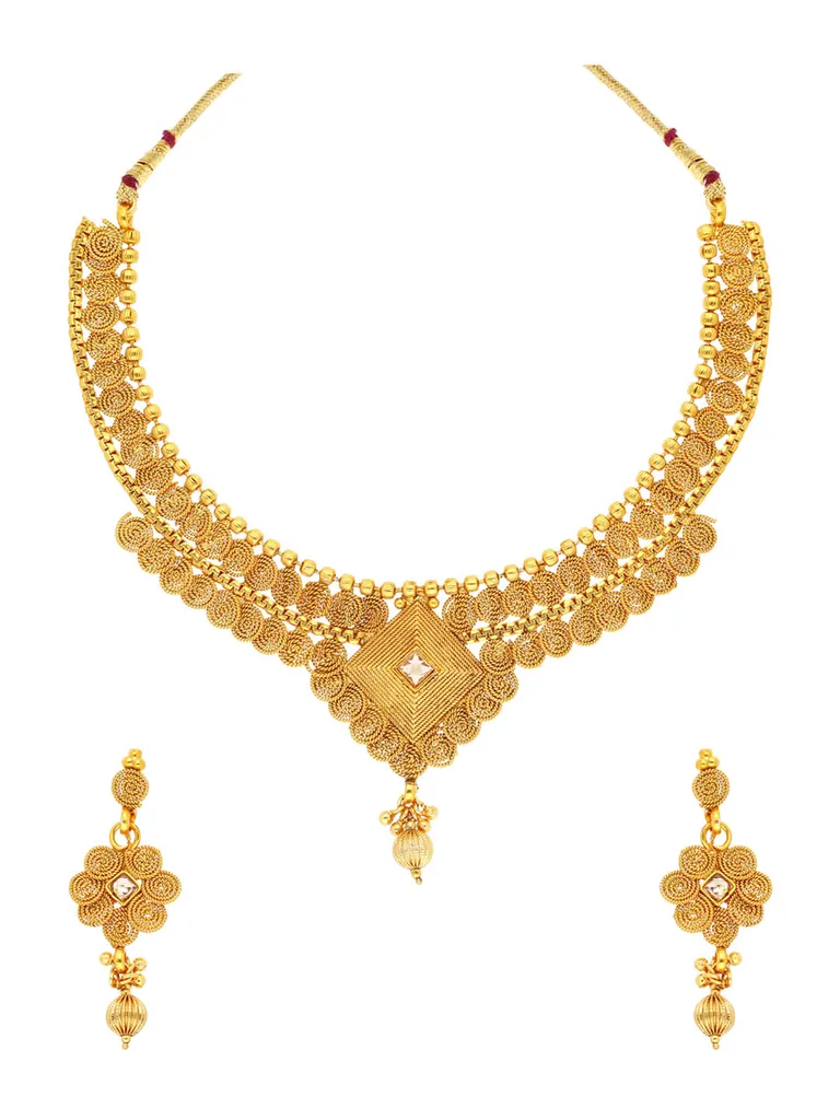 Antique Necklace Set in Gold finish - AMN79