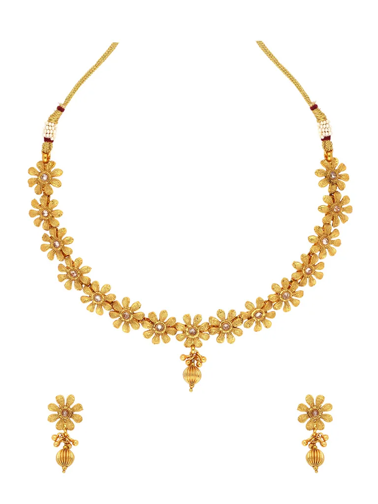 Antique Necklace Set in Gold finish - AMN107