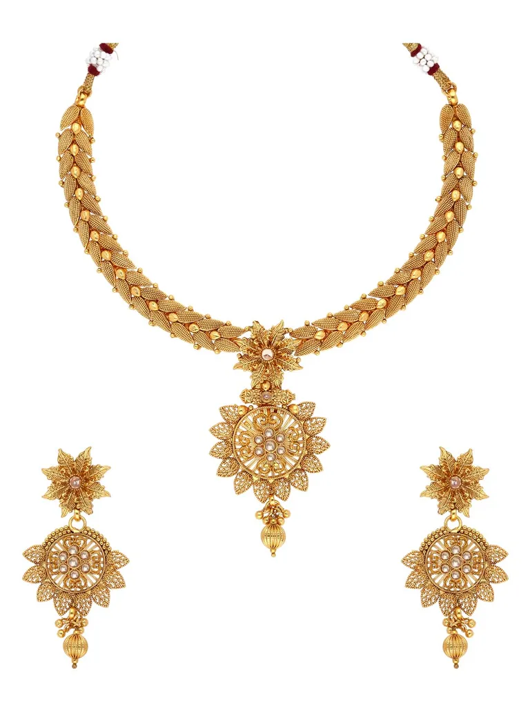 Antique Necklace Set in Gold finish - AMN112