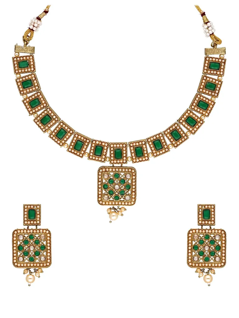Antique Necklace Set in Mehendi finish - KOT886