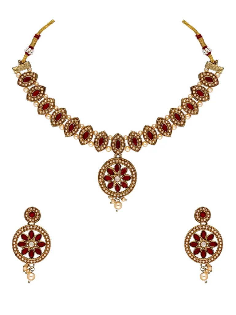 Antique Necklace Set in Mehendi finish - KOT882