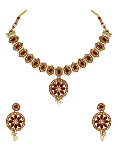 Antique Necklace Set in Mehendi finish - KOT882
