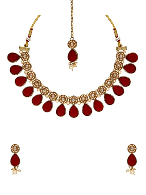 Antique Necklace Set in Mehendi finish - KOT863