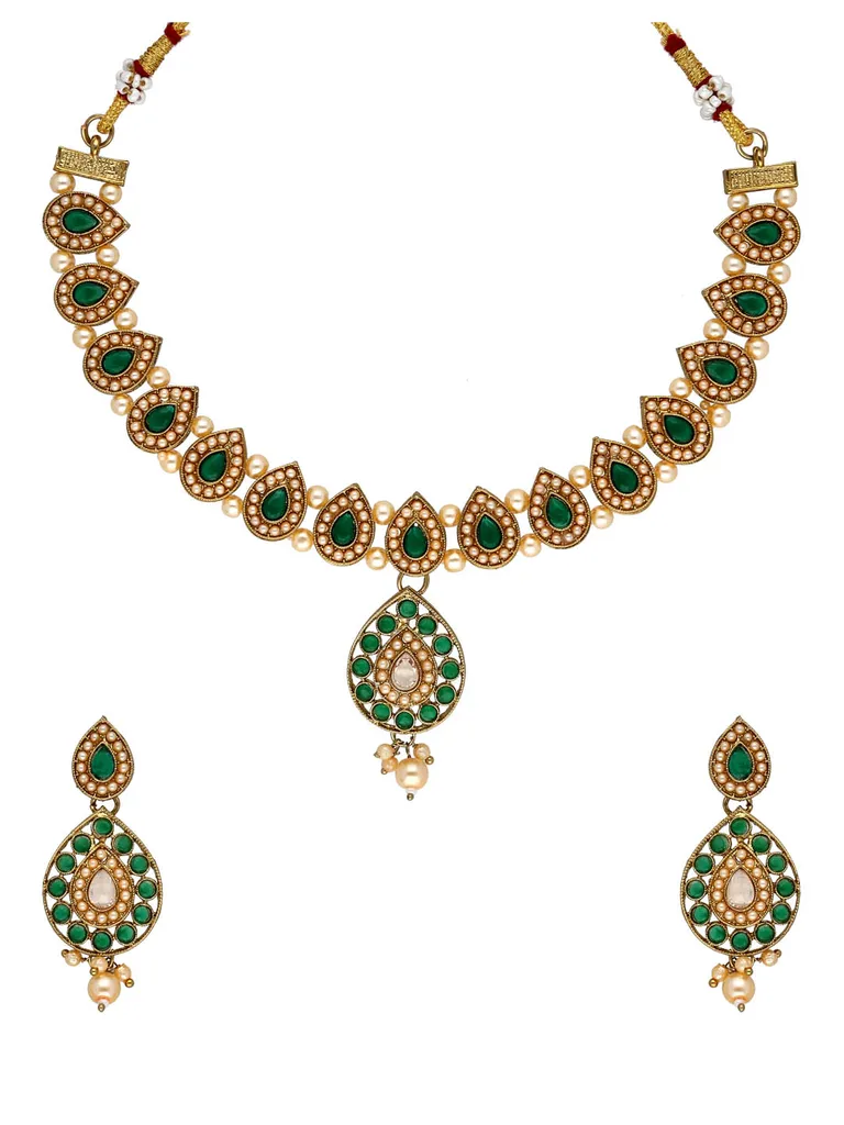 Antique Necklace Set in Mehendi finish - KOT884
