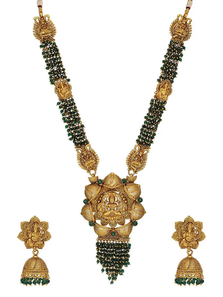 Temple Long Necklace Set in Gold finish - AMN183
