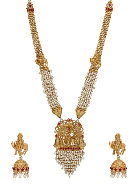 Temple Long Necklace Set in Rajwadi finish - AMN187