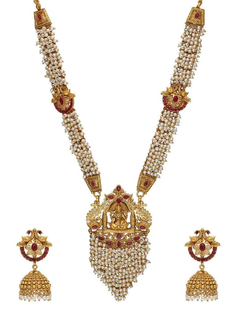 Temple Long Necklace Set in Gold finish - AMN194