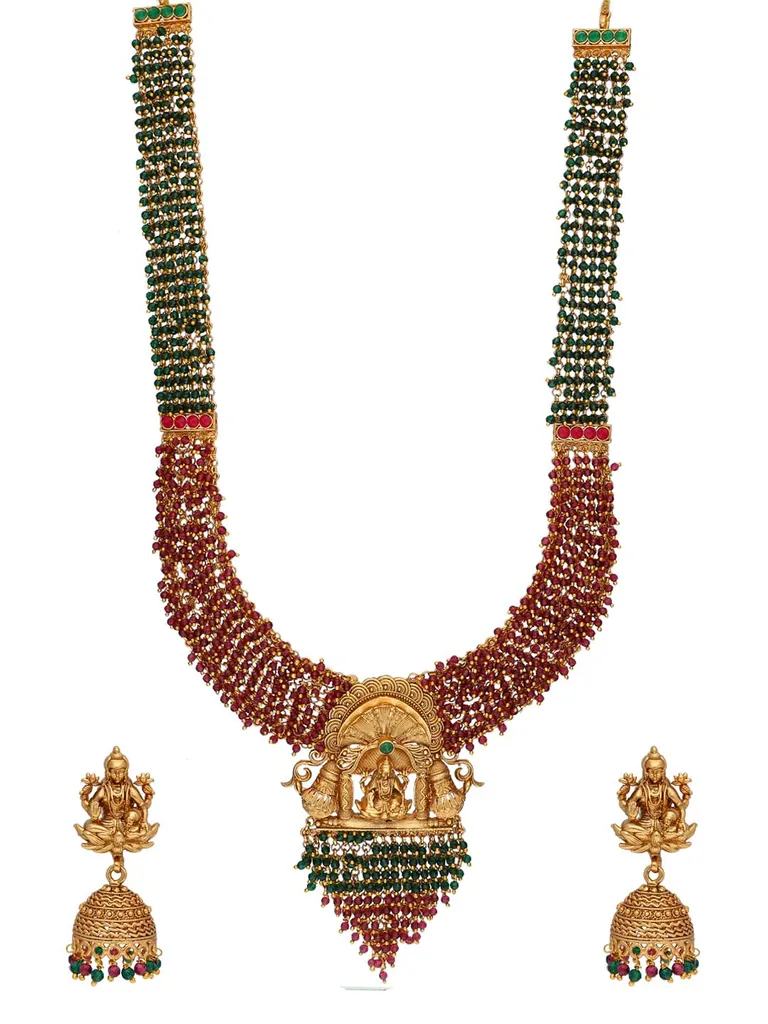 Temple Long Necklace Set in Rajwadi finish - AMN193
