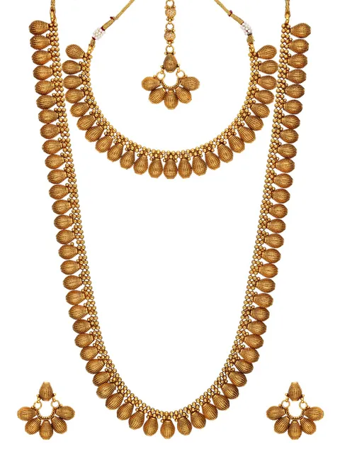 Antique Short Necklace with Long Haram Combo Set - AMN200