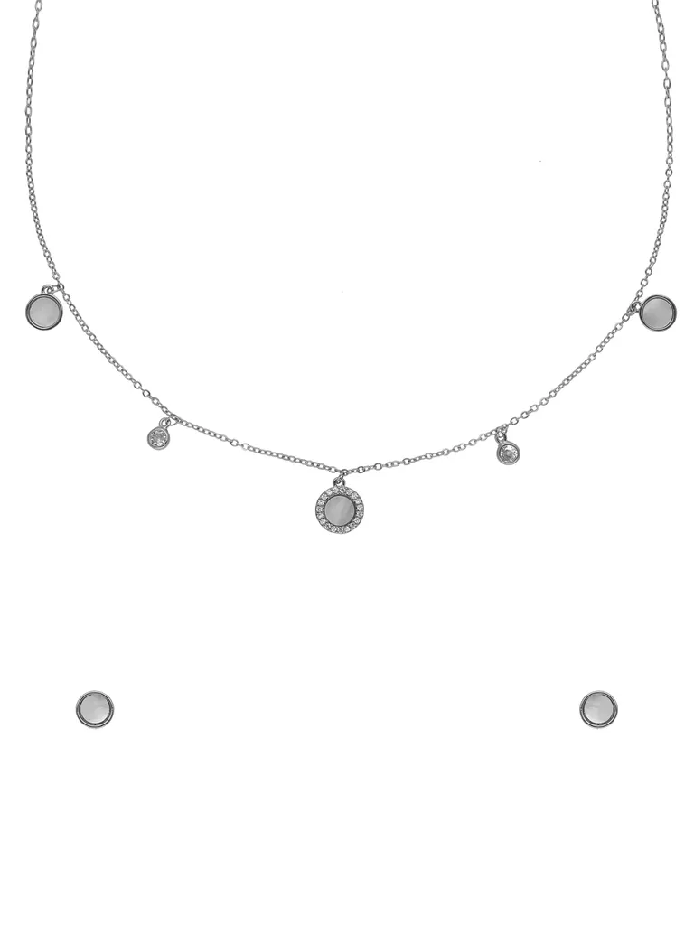 Western Necklace Set in Rhodium finish with MOP - CNB29956