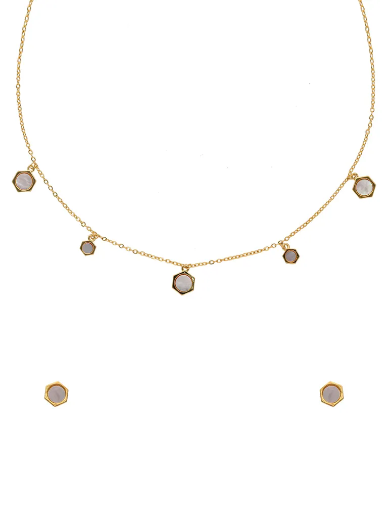 Western Necklace Set in Gold finish with MOP - CNB29958