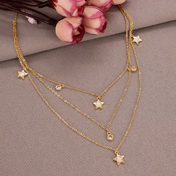 Western Necklace in Gold finish with MOP - CNB29973