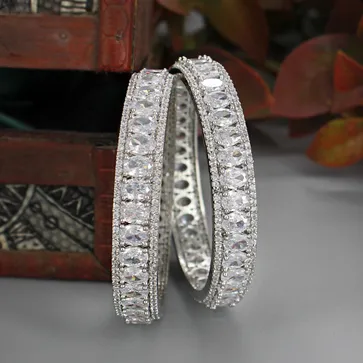AD / CZ Bangles in Rhodium finish - RRB1801WH