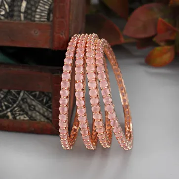 AD / CZ Bangles in Rose Gold finish - RRB1429PI