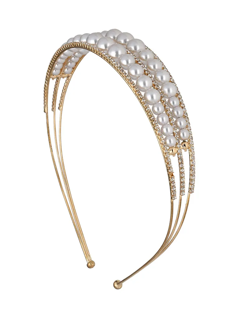 Pearls Hair Band in Gold finish - PARA159GO