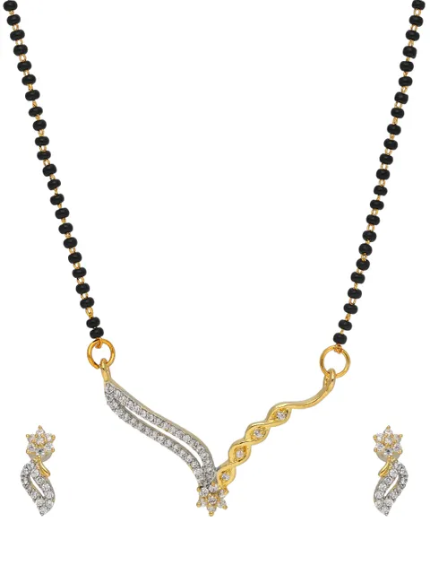 AD / CZ Single Line Mangalsutra in Two Tone finish - RRM7536TT