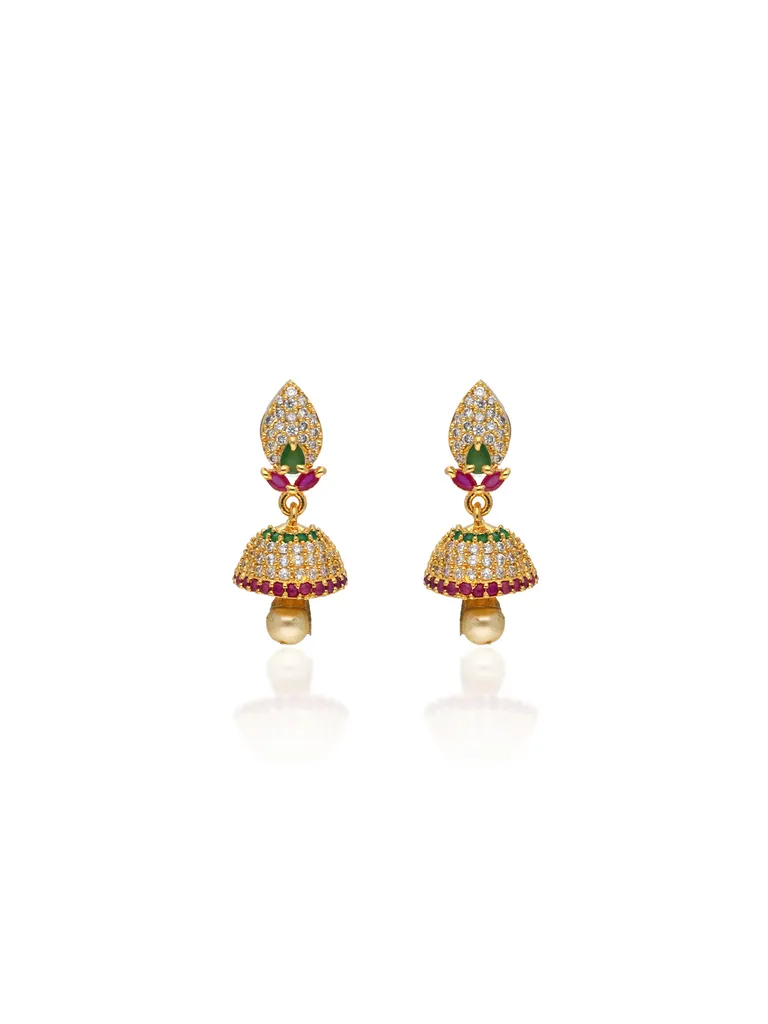 AD / CZ Jhumka Earrings in Gold finish - CNB31130