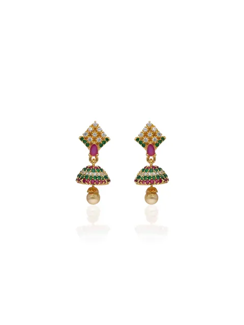 AD / CZ Jhumka Earrings in Gold finish - CNB31134