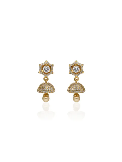 AD / CZ Jhumka Earrings in Gold finish - CNB31371