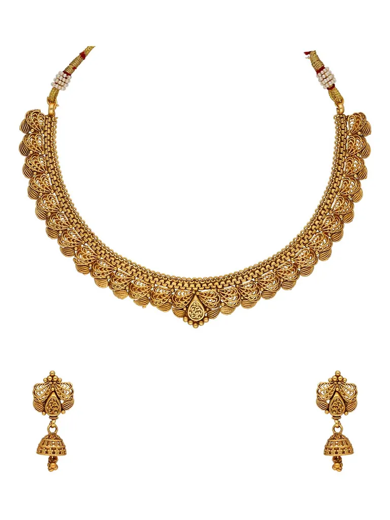 Antique Necklace Set in Gold finish - SPW1143