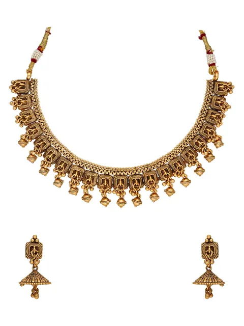 Antique Necklace Set in Gold finish - SPW1156