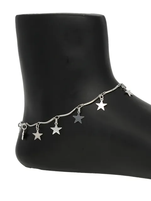 Western Loose Anklet in Rhodium finish - CNB30584