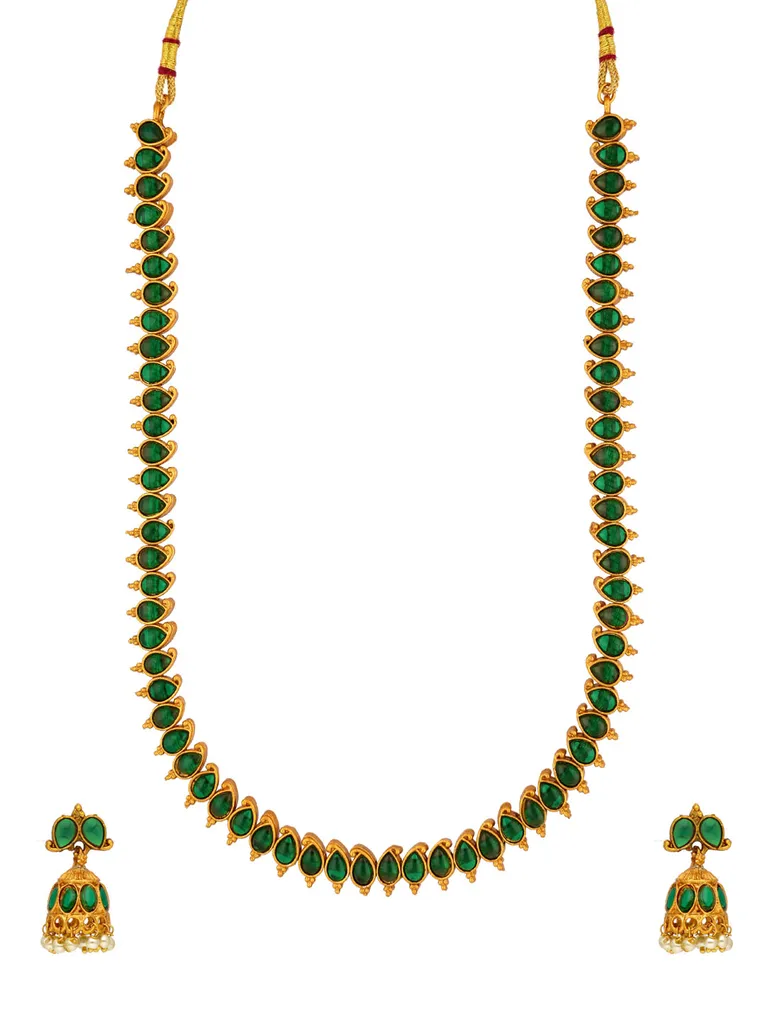 Reversible Antique Long Necklace Set in Gold finish - SSGZX