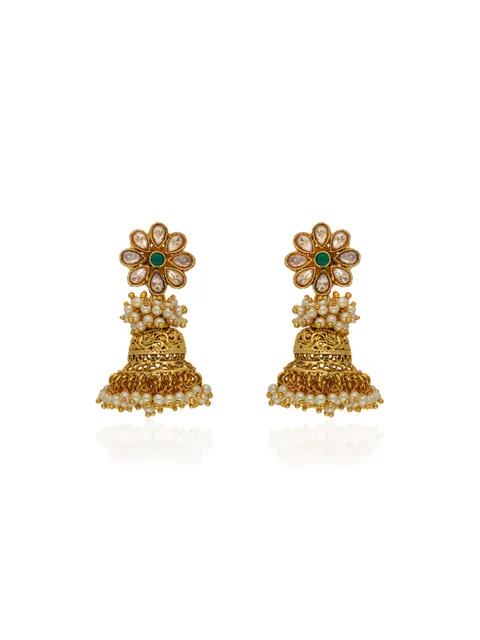 Reverse AD Jhumka Earrings in Gold finish - S34620
