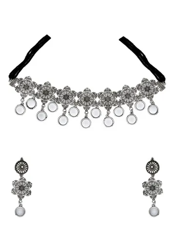 Choker Necklace Set in Oxidised Silver finish - CNB31404