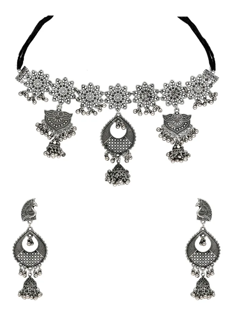 Necklace Set in Oxidised Silver finish - CNB31417