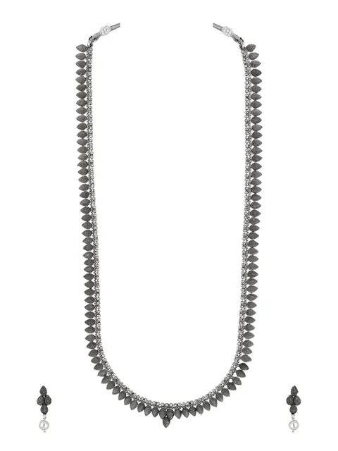 Long Necklace Set in Oxidised Silver finish - PRT4530