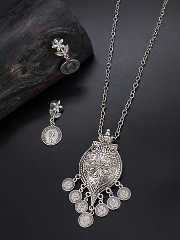 Pendant Set in Oxidised Silver finish - CNB31468