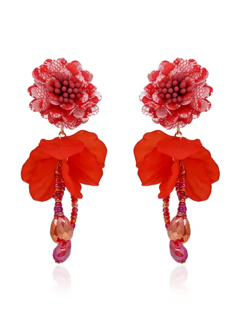 Floral Long Earrings in Gold finish - CNB31999