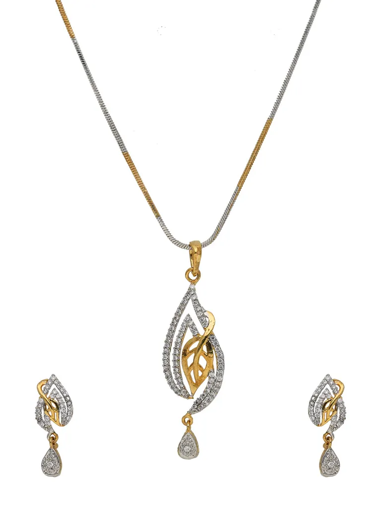 AD / CZ Pendant Set in Two Tone finish - HEL10456