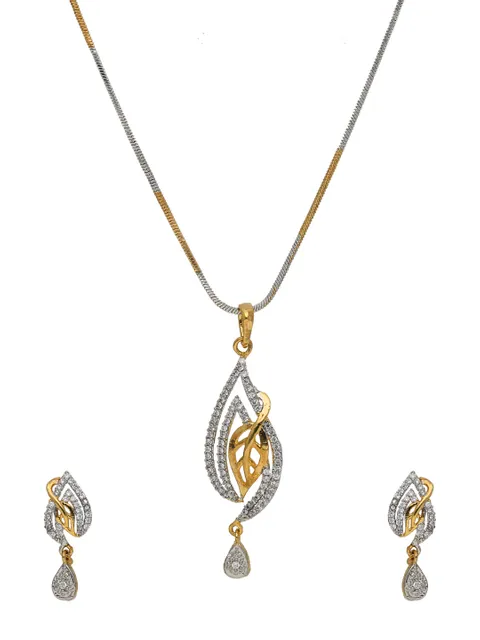 AD / CZ Pendant Set in Two Tone finish - HEL10456