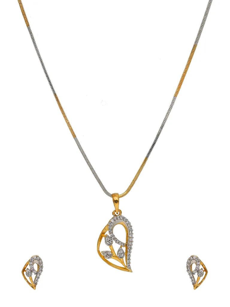 AD / CZ Pendant Set in Two Tone finish - HEL10623