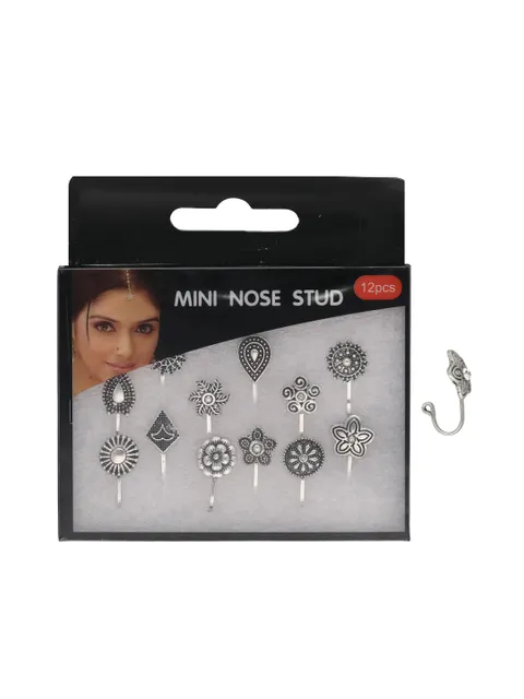 Clip Ons (Press) Nose Ring in Oxidised Silver finish - CNB32035