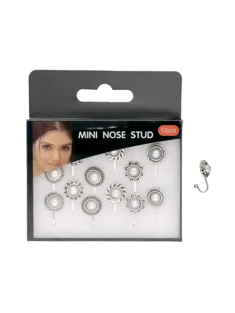 Clip Ons (Press) Nose Ring in Oxidised Silver finish - CNB32040