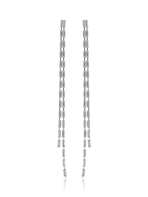 Western Long Earrings in Rhodium finish - CNB31828