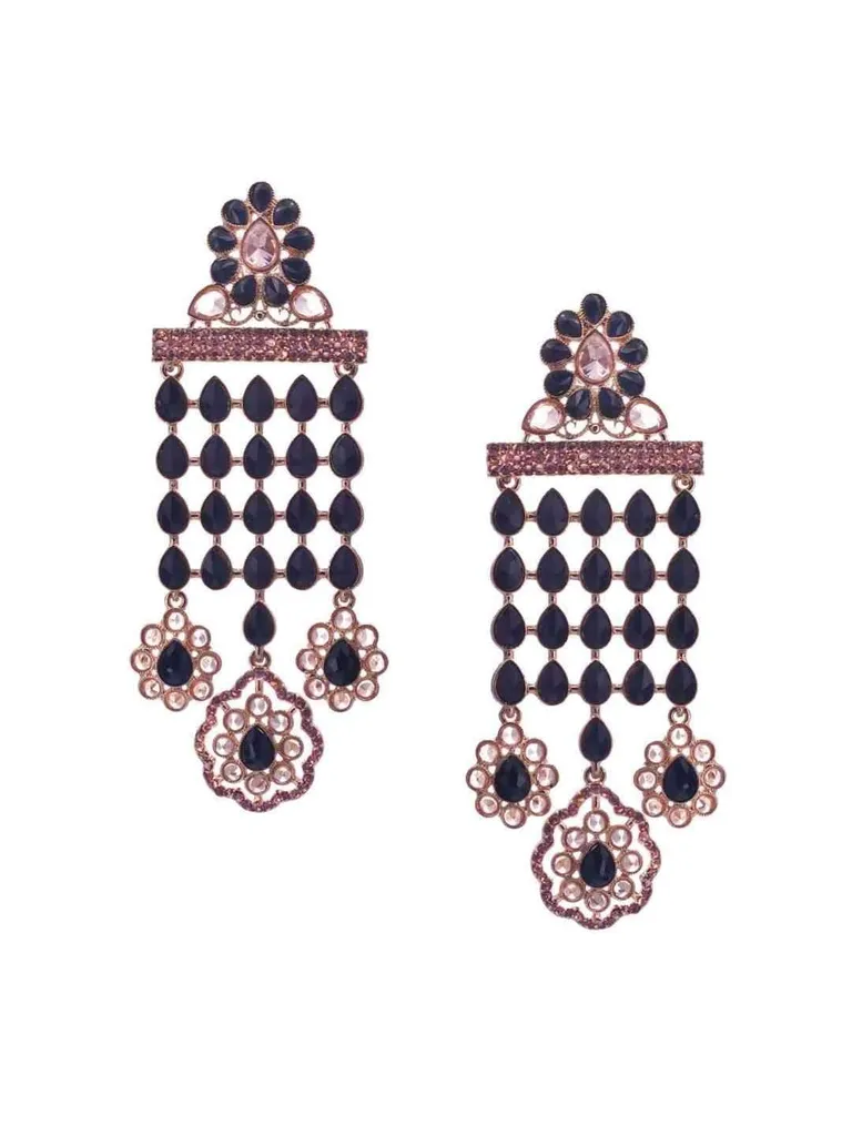Reverse AD Long Earrings in Oxidised Gold finish - CNB609