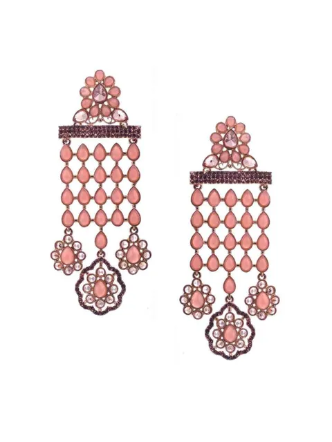 Reverse AD Long Earrings in Oxidised Gold finish - CNB605