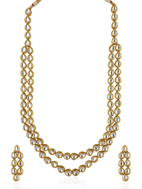 Kundan Double Line Long Necklace Set in Gold finish - CNB33186