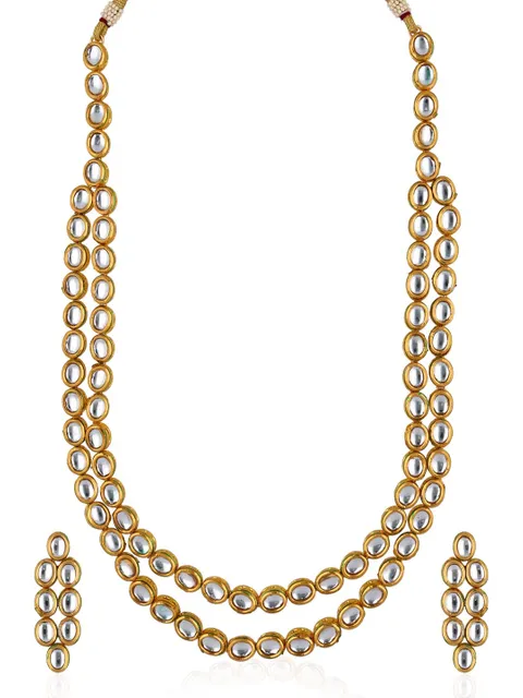 Kundan Double Line Long Necklace Set in Gold finish - CNB33185