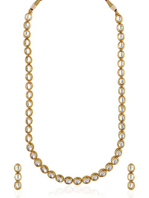Kundan Single Line Long Necklace Set in Gold finish - CNB33190