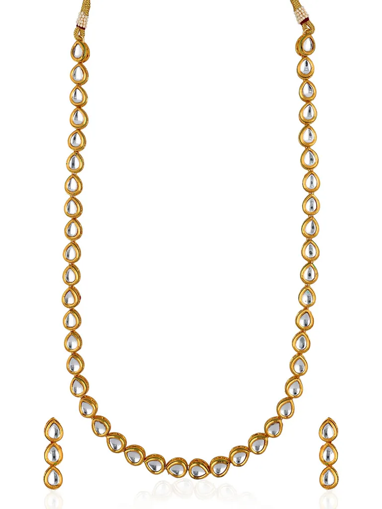 Kundan Single Line Long Necklace Set in Gold finish - CNB33189
